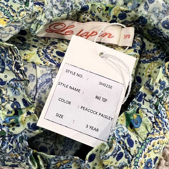 Le Lapin Peacock Paisley Mae Top Girls Button-Up Shirt NWT 3Y, 4Y, 5Y - Picture 6 of 6